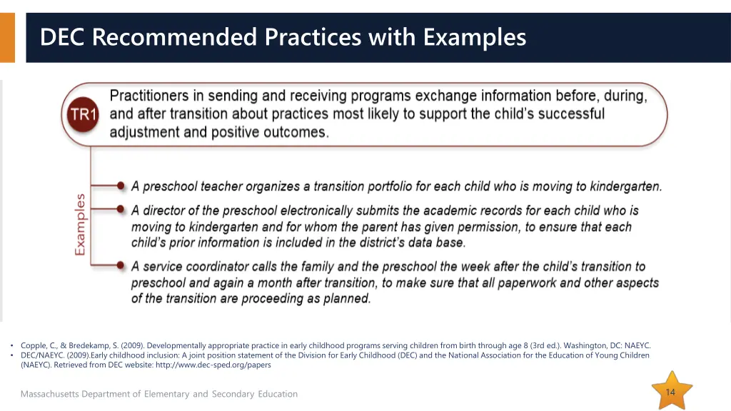 dec recommended practices with examples