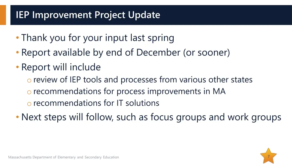 iep improvement project update