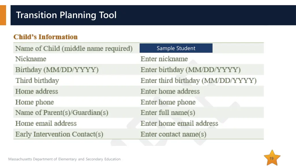 transition planning tool