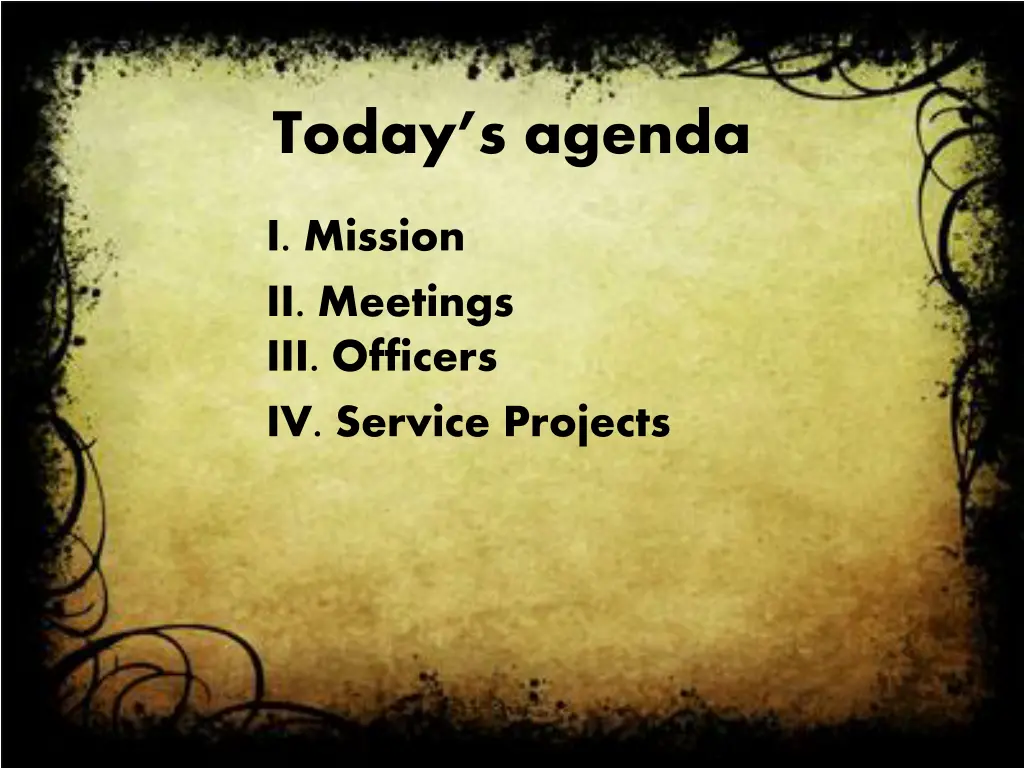 today s agenda