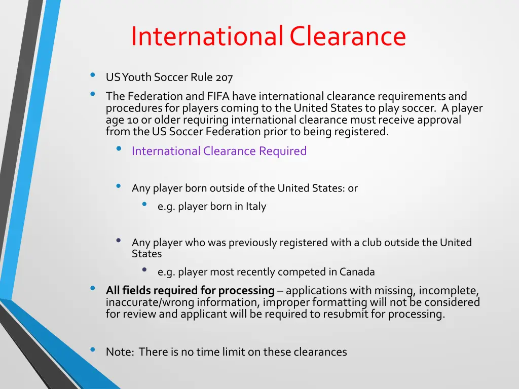 international clearance