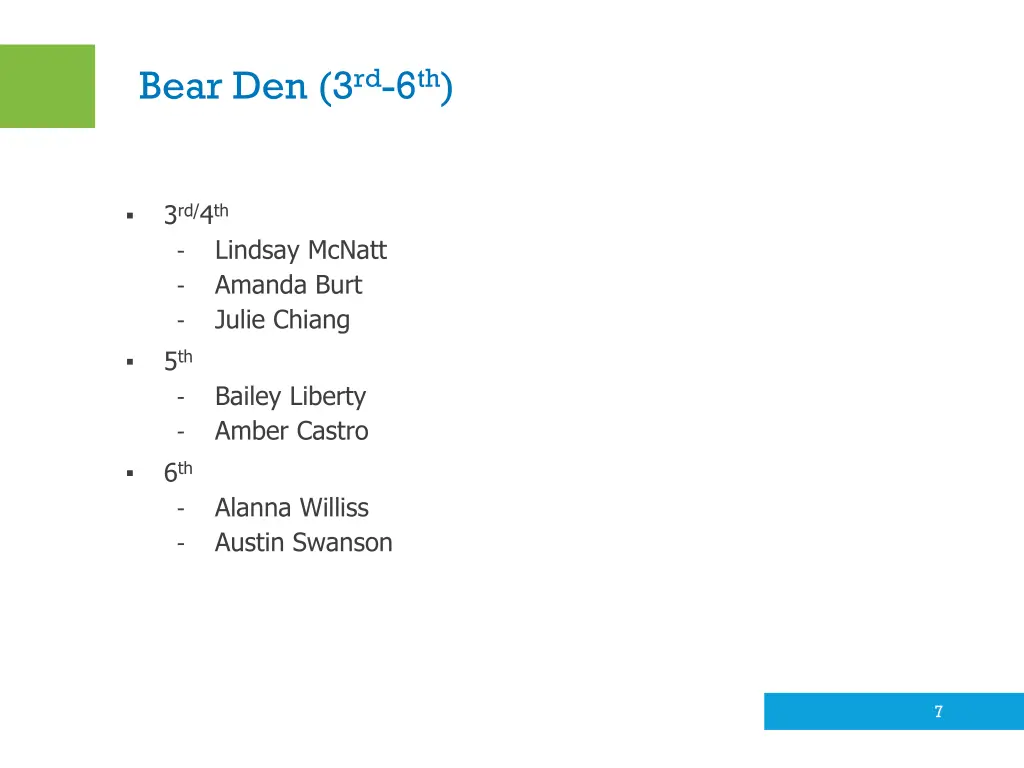 bear den 3 rd 6 th