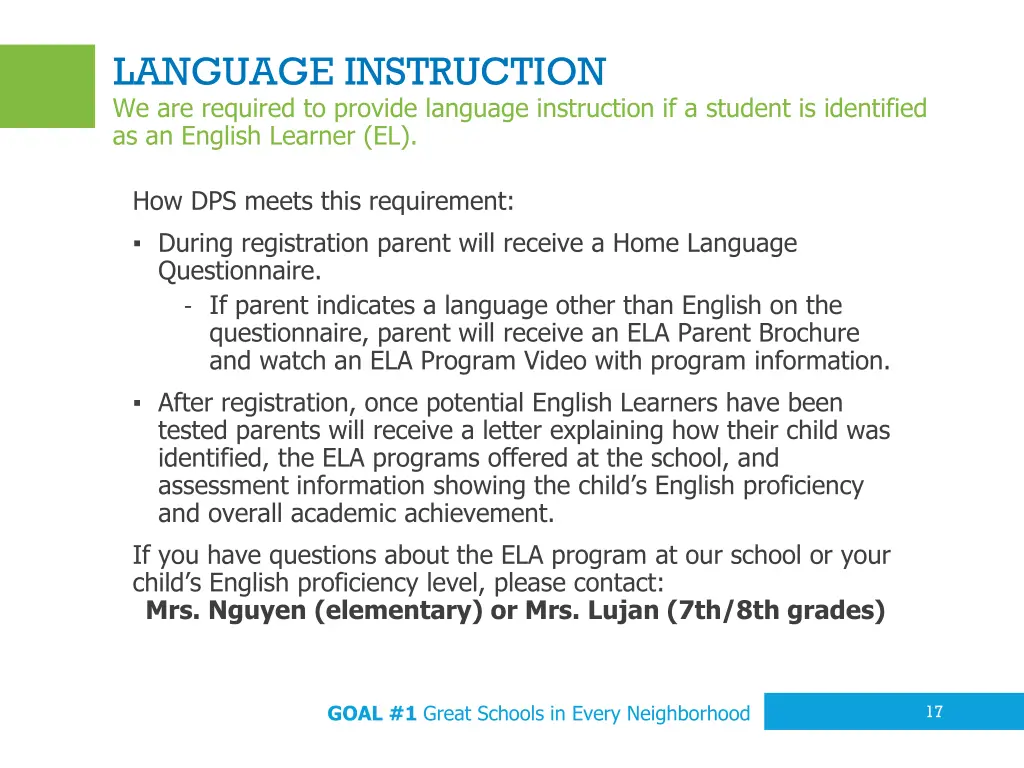 language instruction we are required to provide