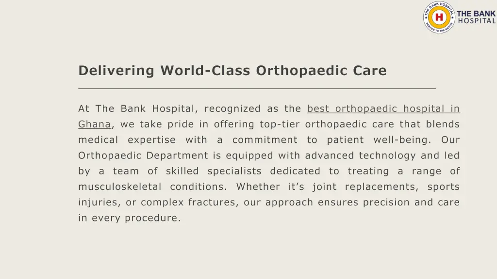 delivering world class orthopaedic care