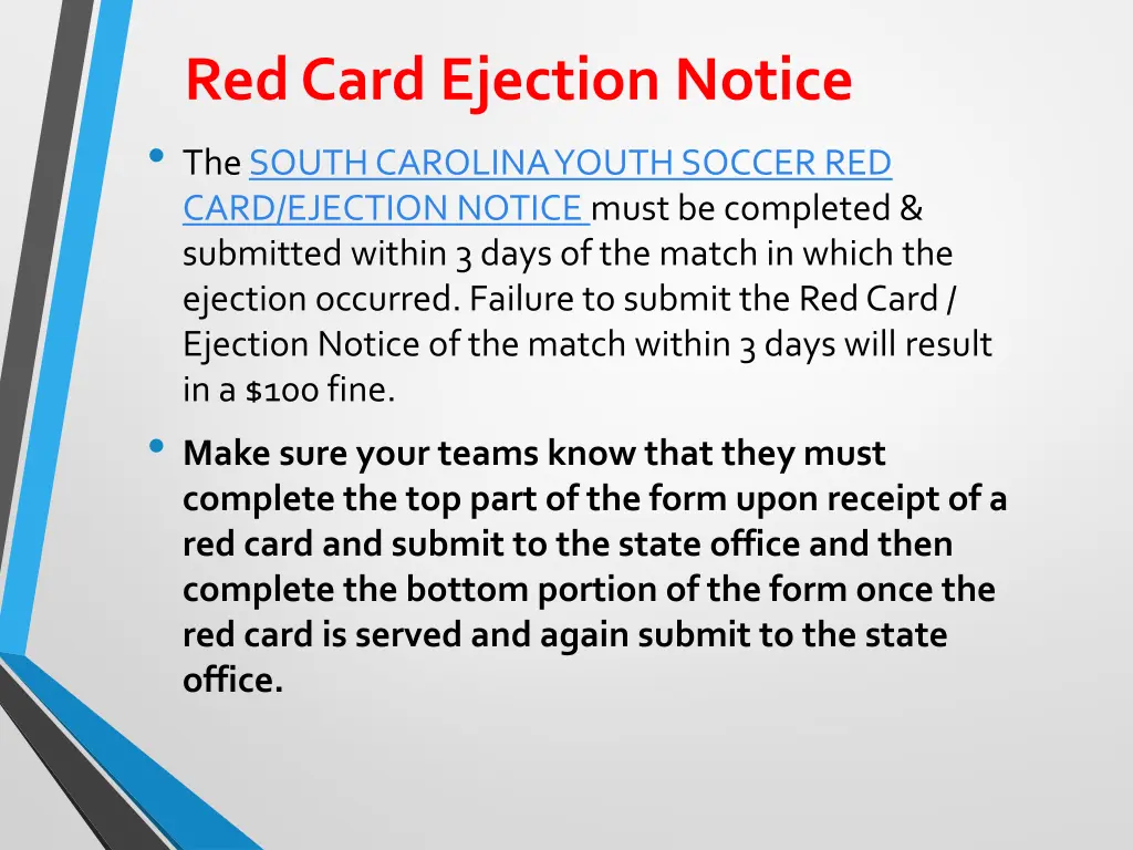 red card ejection notice the south carolina youth