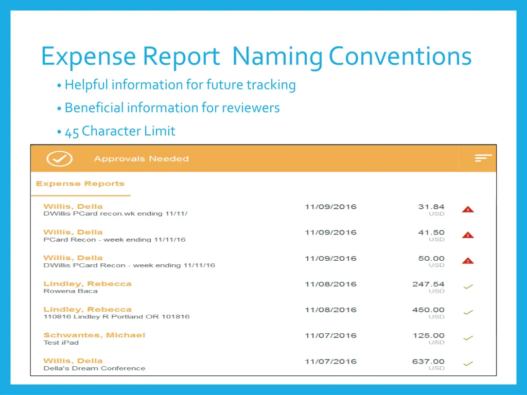 expense report naming conventions