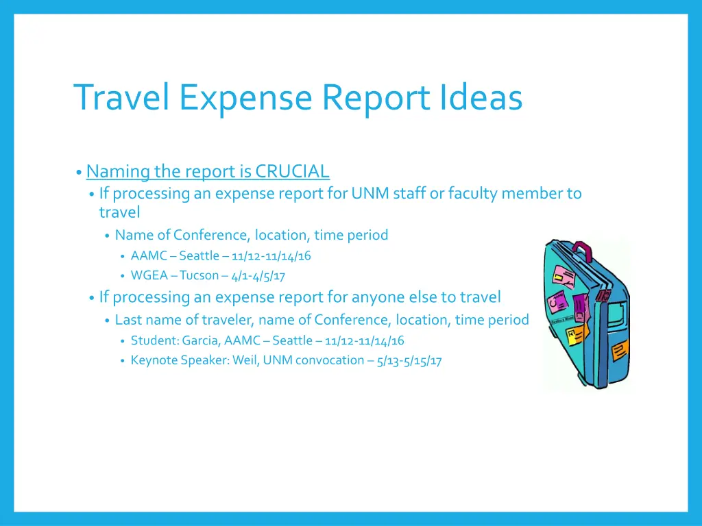 travel expense report ideas