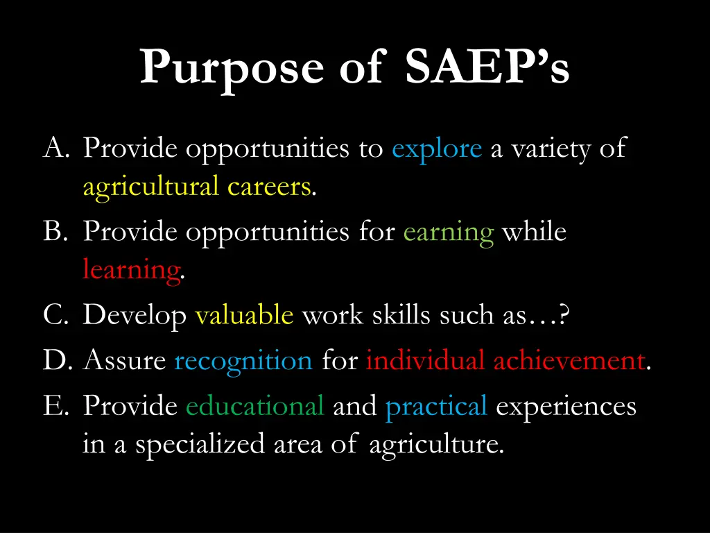 purpose of saep s