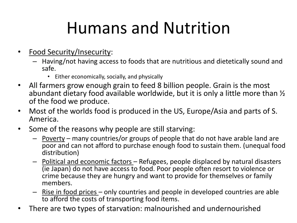 humans and nutrition 1