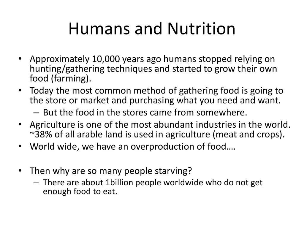 humans and nutrition