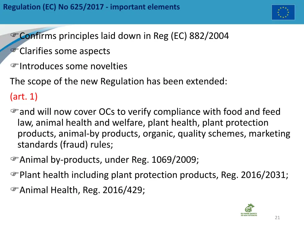 regulation ec no 625 2017 important elements 1