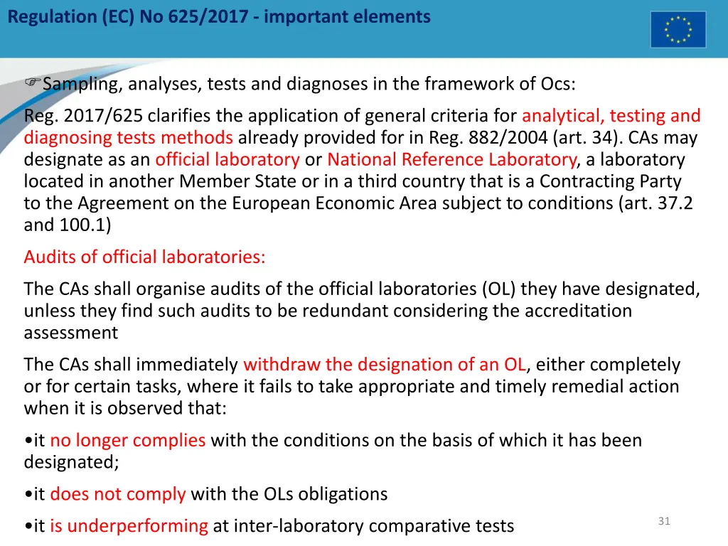 regulation ec no 625 2017 important elements 11