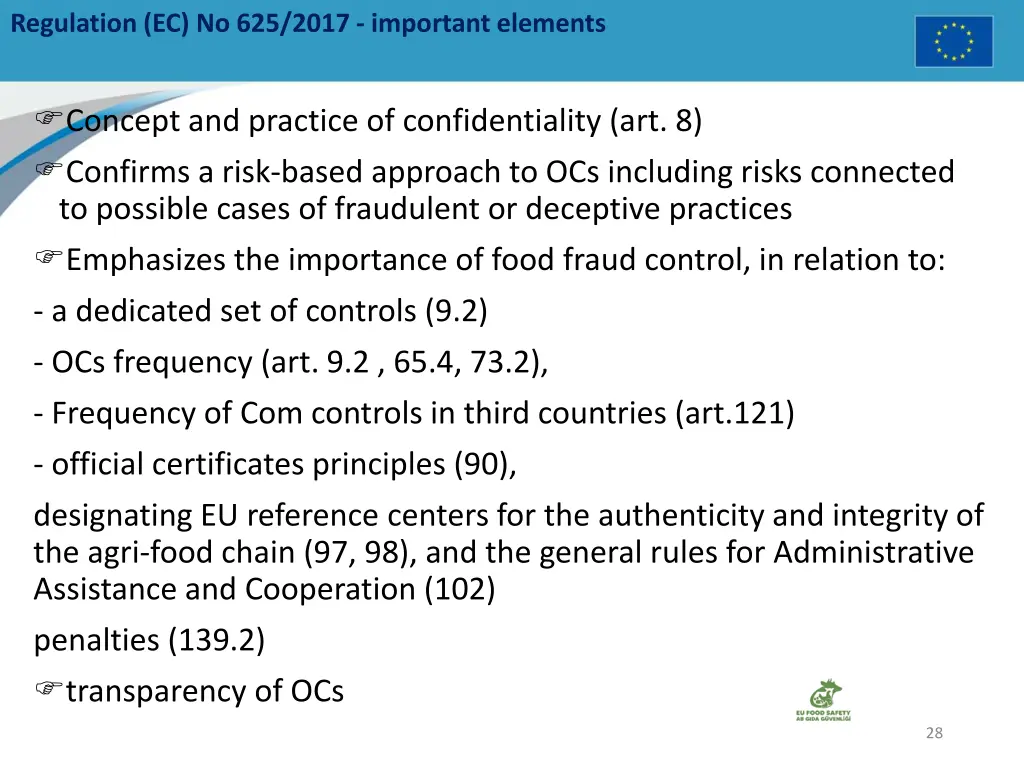 regulation ec no 625 2017 important elements 8