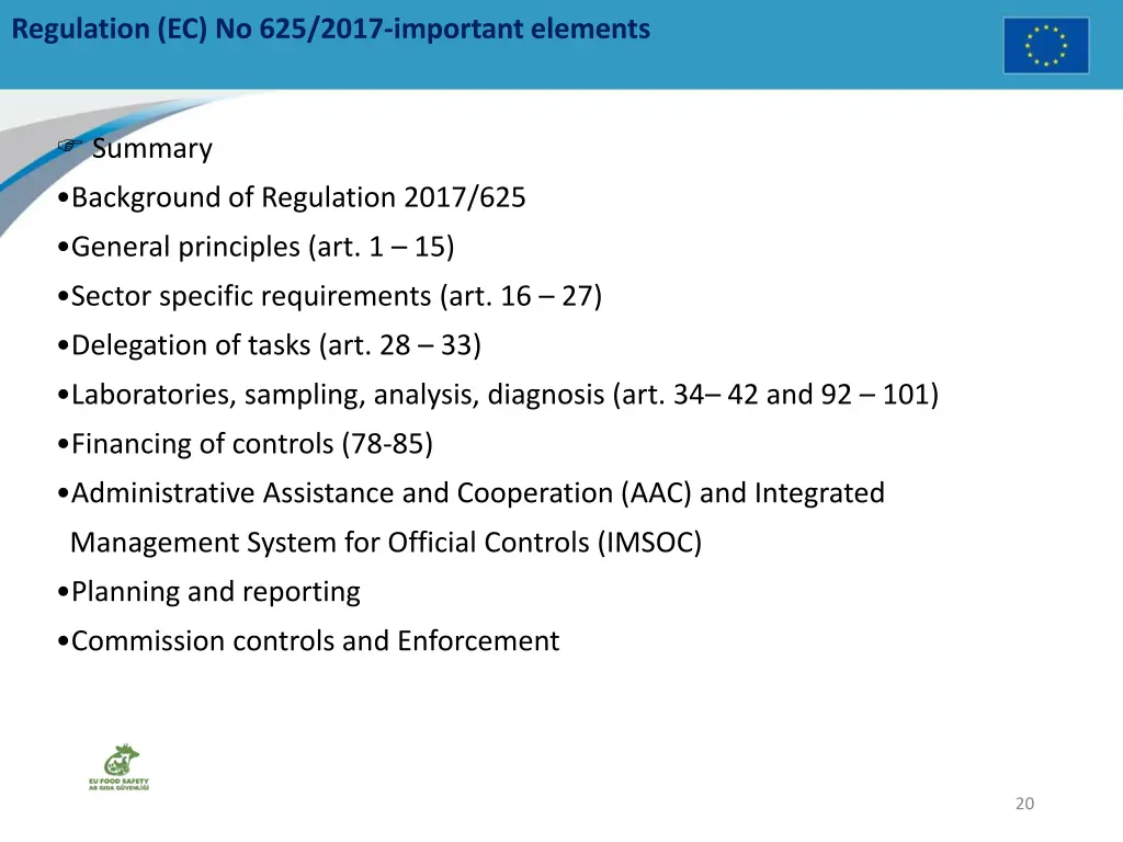 regulation ec no 625 2017 important elements