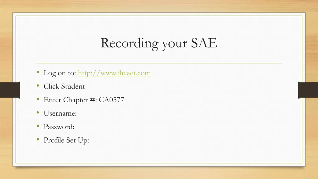 recording your sae