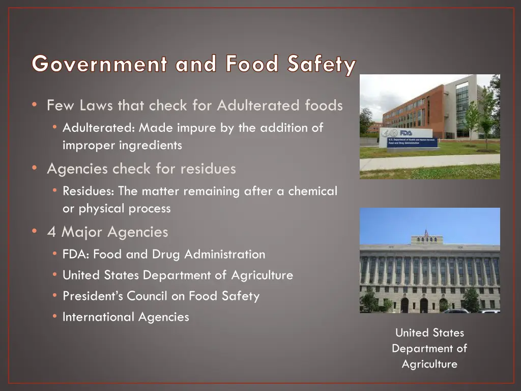 government and food safety