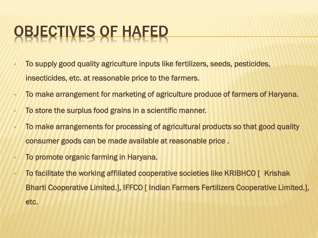 objectives of hafed