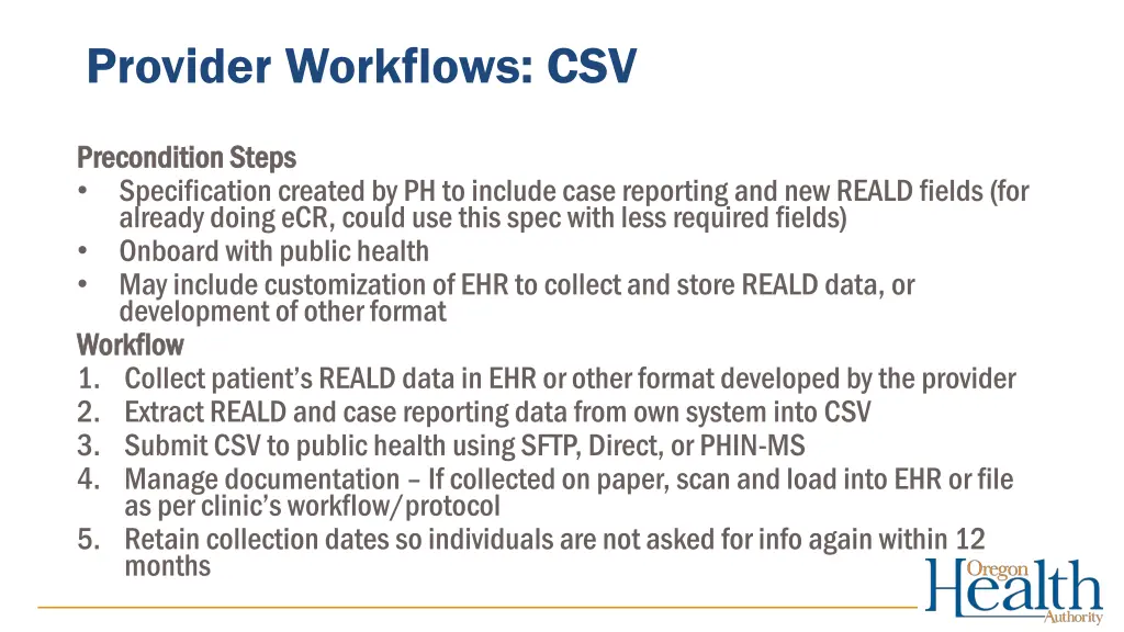 provider workflows csv