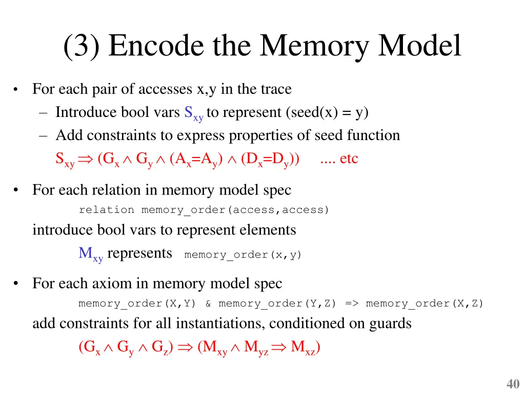 3 encode the memory model