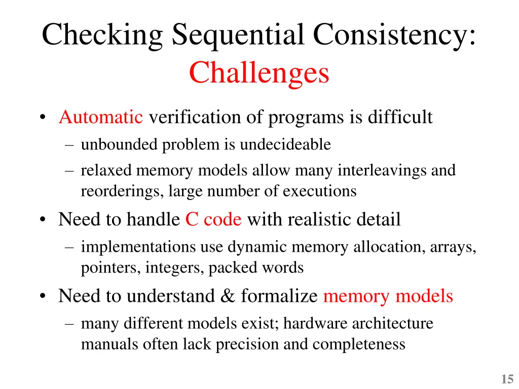 checking sequential consistency challenges