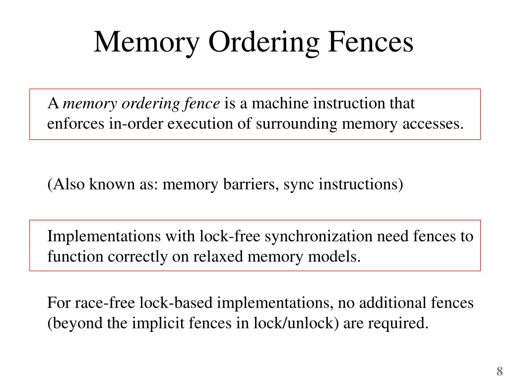 memory ordering fences