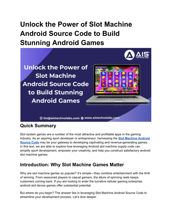 unlock the power of slot machine android source