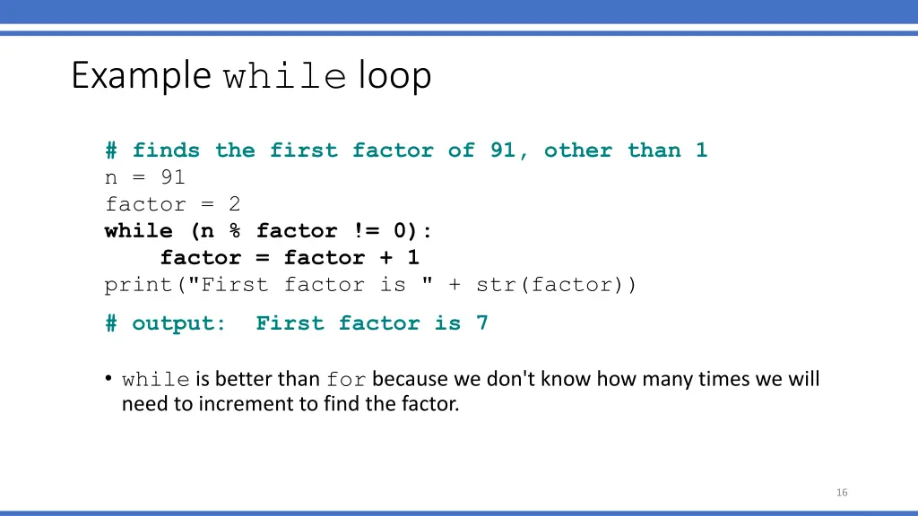 example while loop