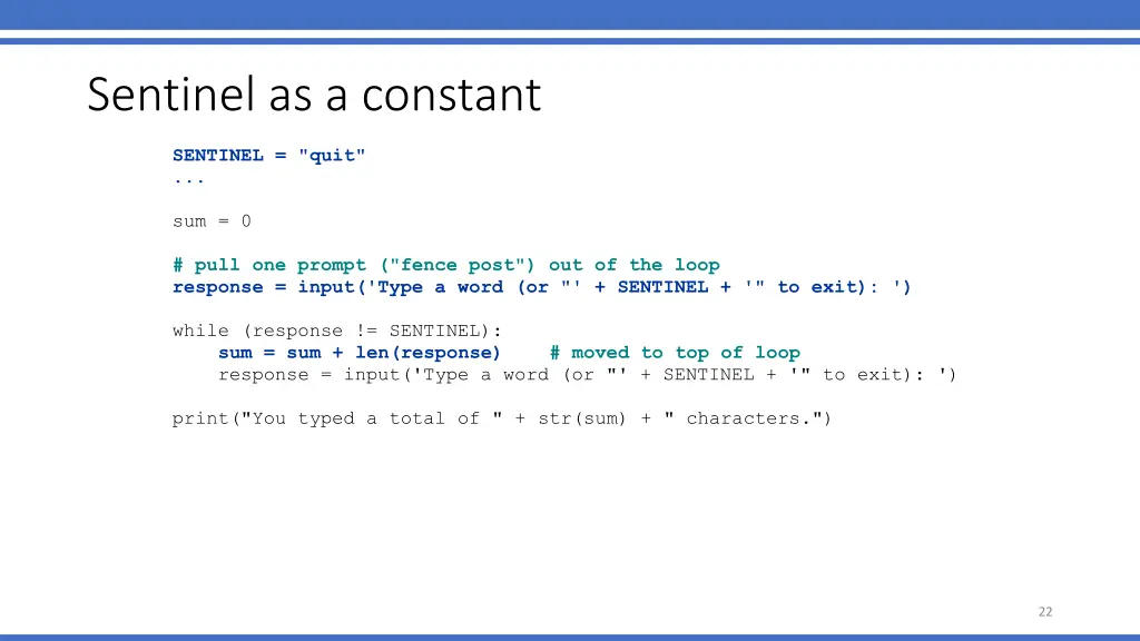 sentinel as a constant