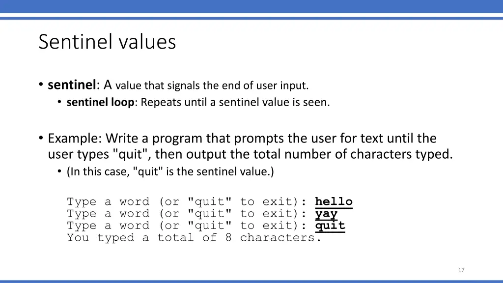 sentinel values