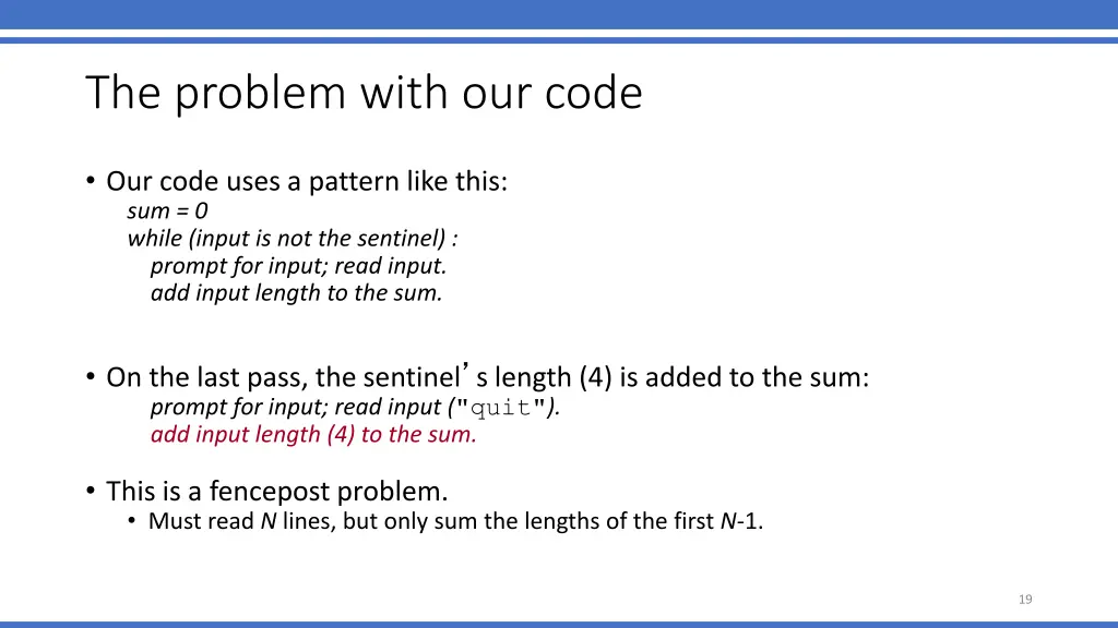 the problem with our code