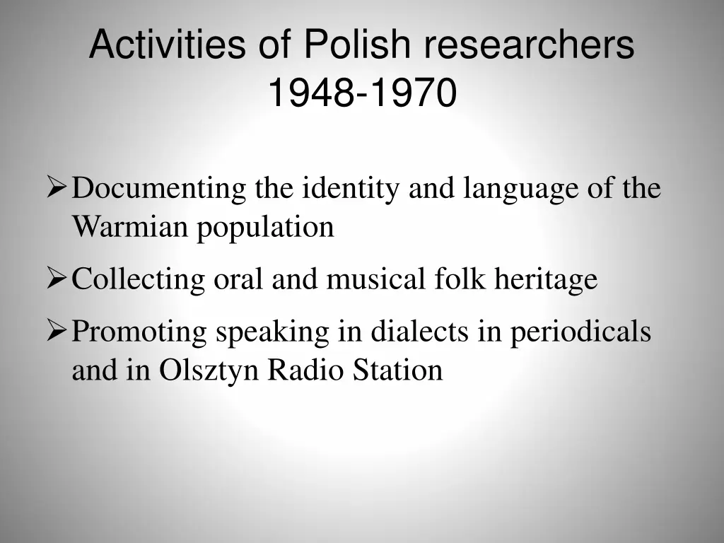 activities of polish researchers 1948 1970