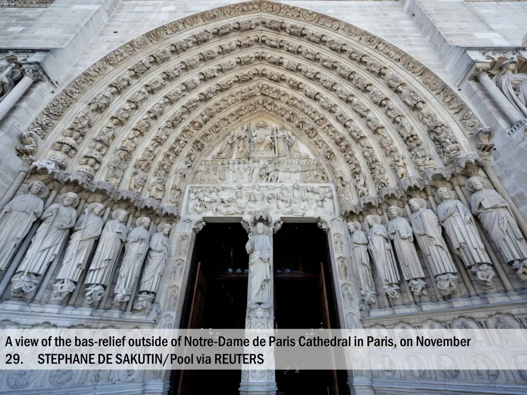 a view of the bas relief outside of notre dame