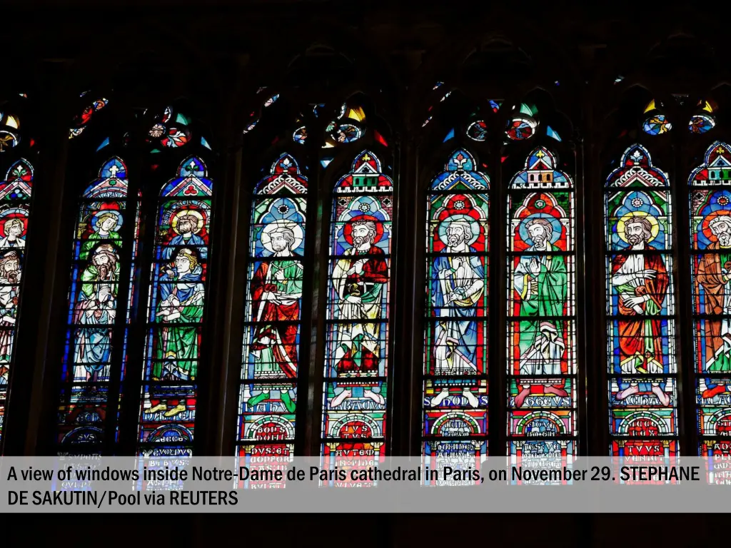 a view of windows inside notre dame de paris