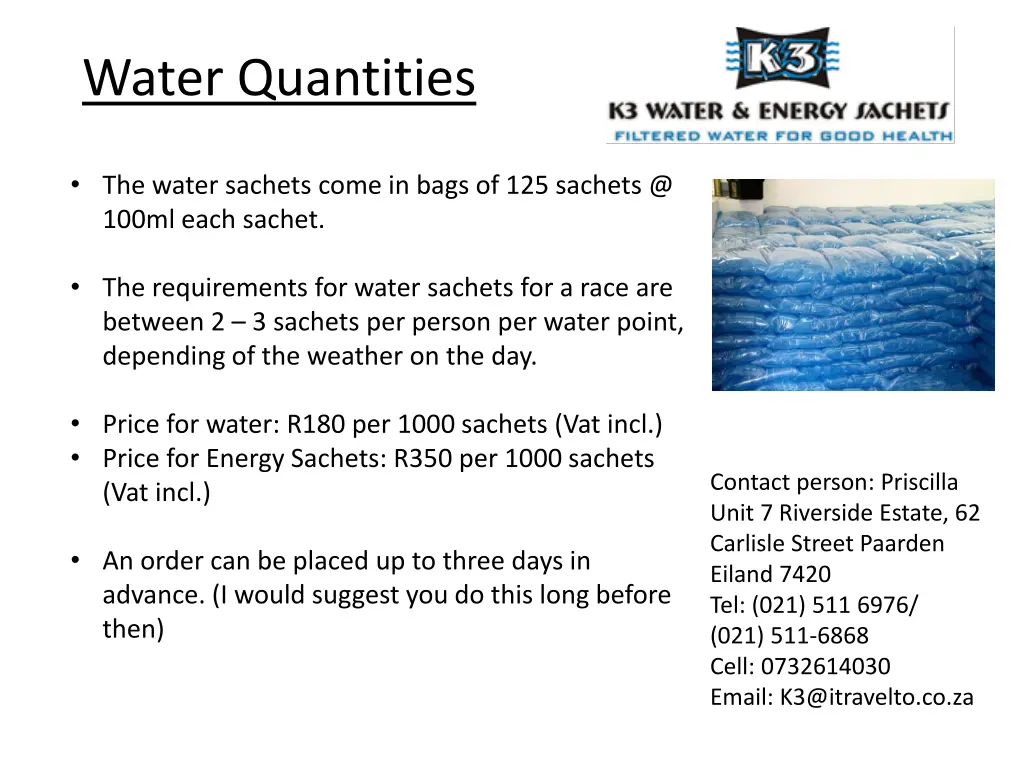 water quantities