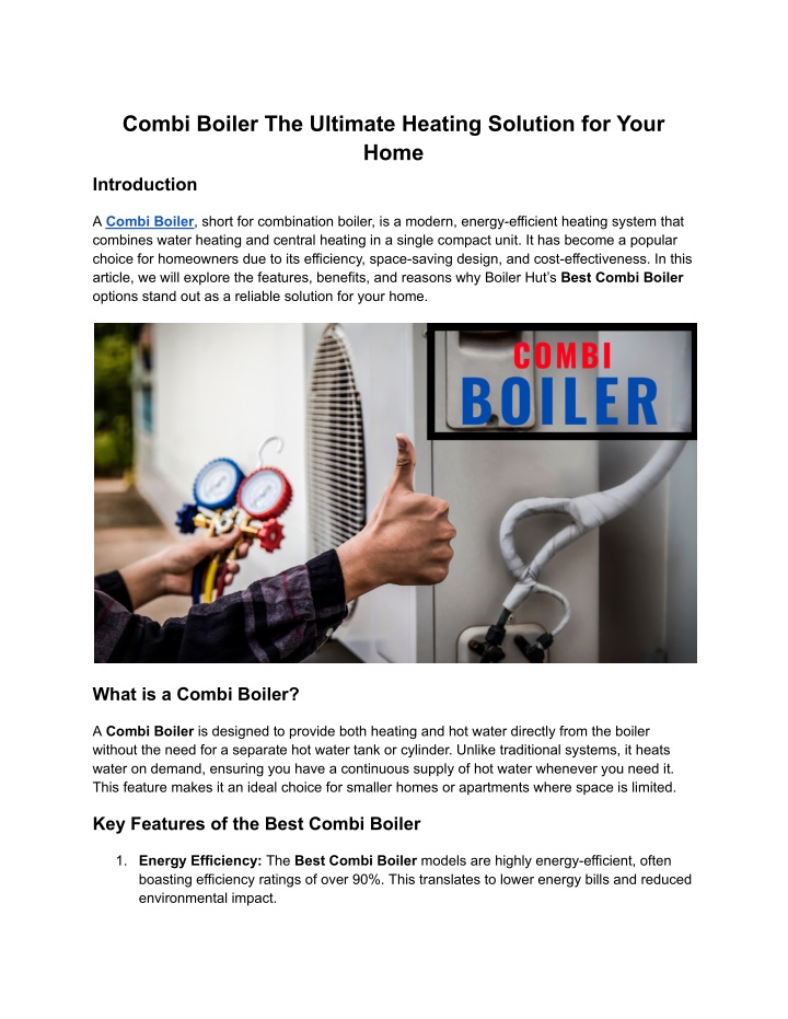 combi boiler the ultimate heating solution