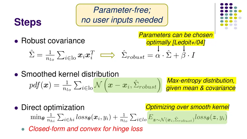 parameter free no user inputs needed