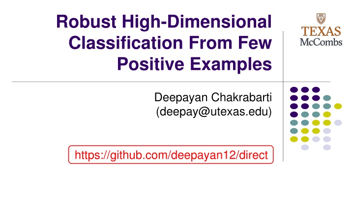 robust high dimensional classification from