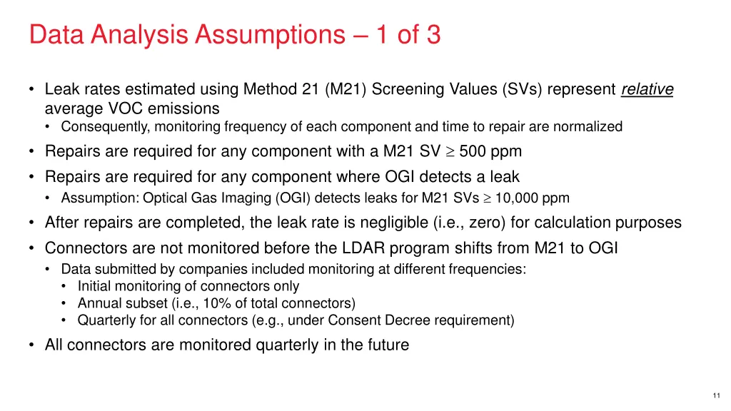 data analysis assumptions 1 of 3