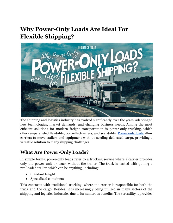 why power only loads are ideal for flexible