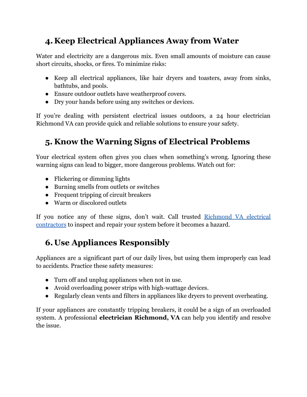 4 keep electrical appliances away from water
