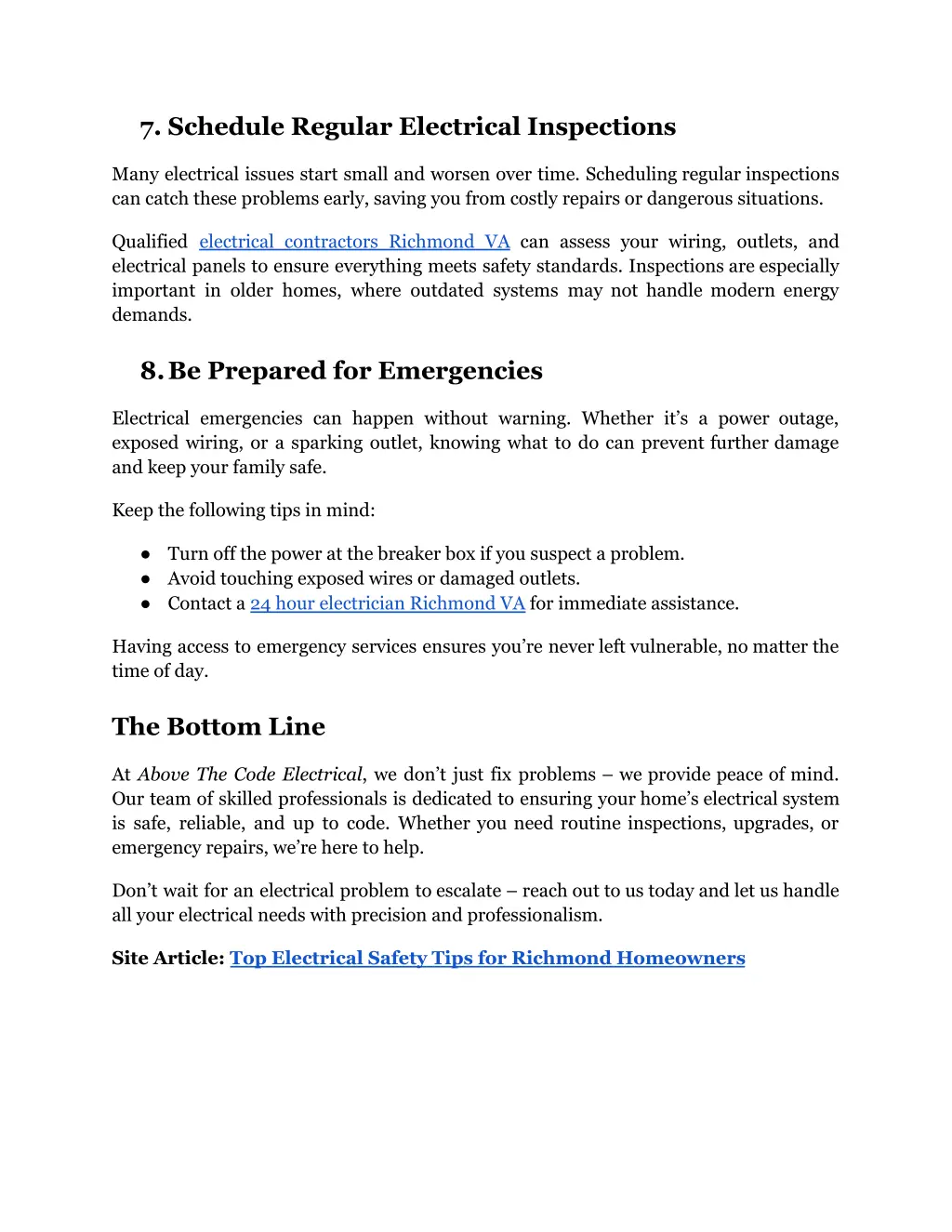 7 schedule regular electrical inspections