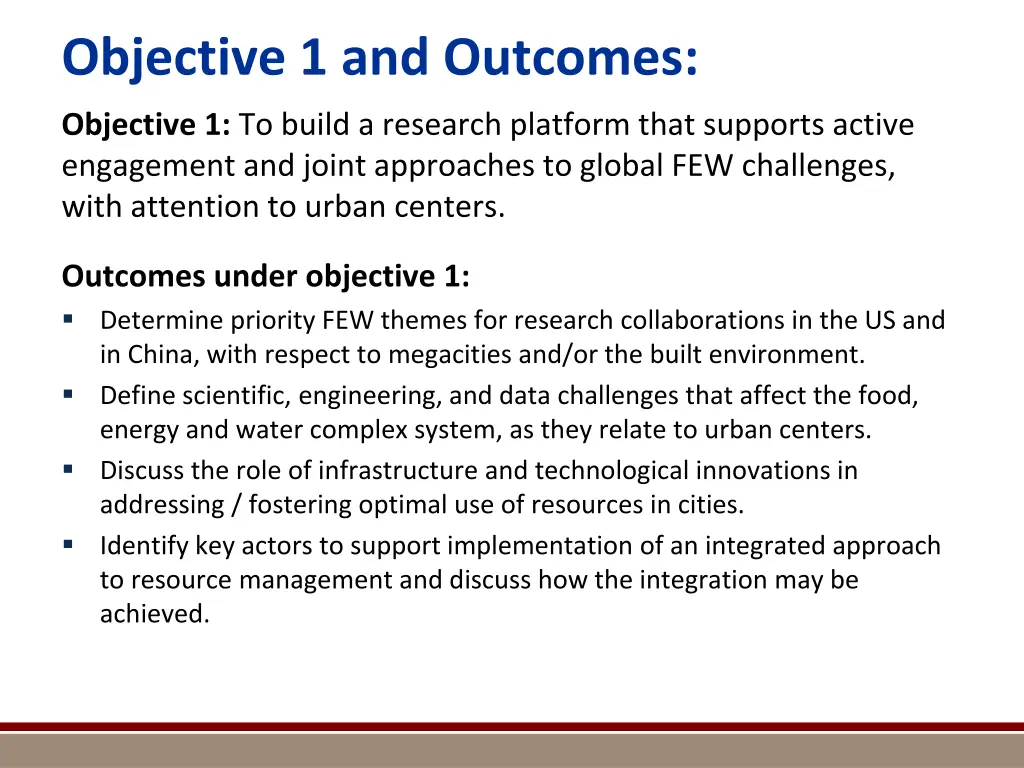objective 1 and outcomes
