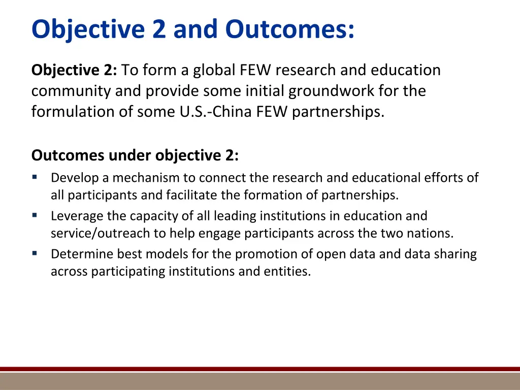 objective 2 and outcomes
