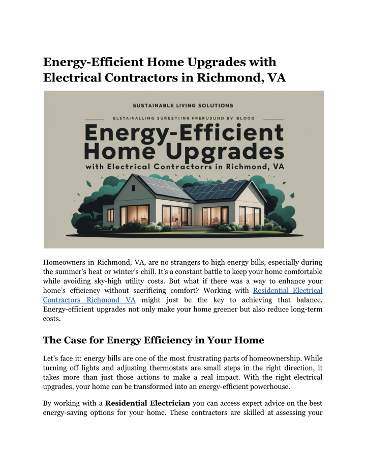 energy efficient home upgrades with electrical