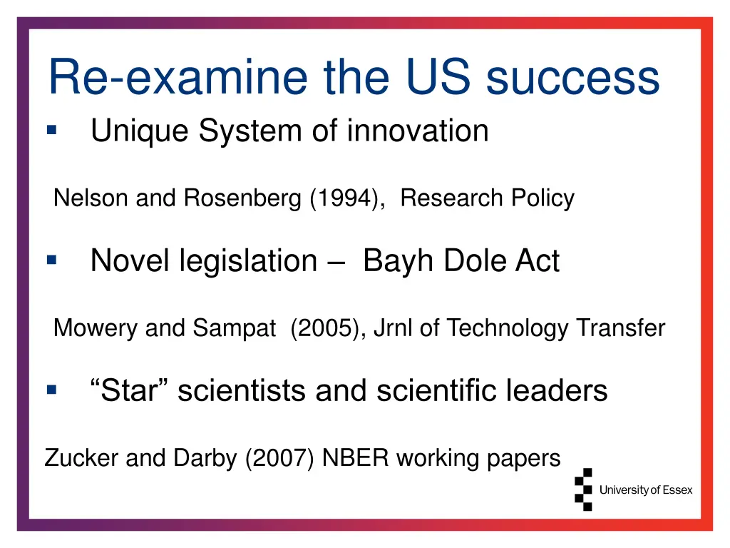 re examine the us success unique system