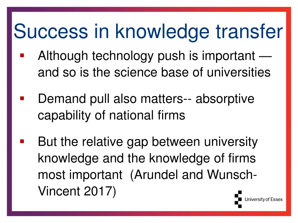 success in knowledge transfer although technology