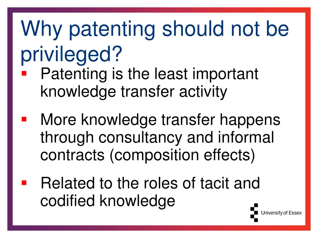 why patenting should not be privileged patenting