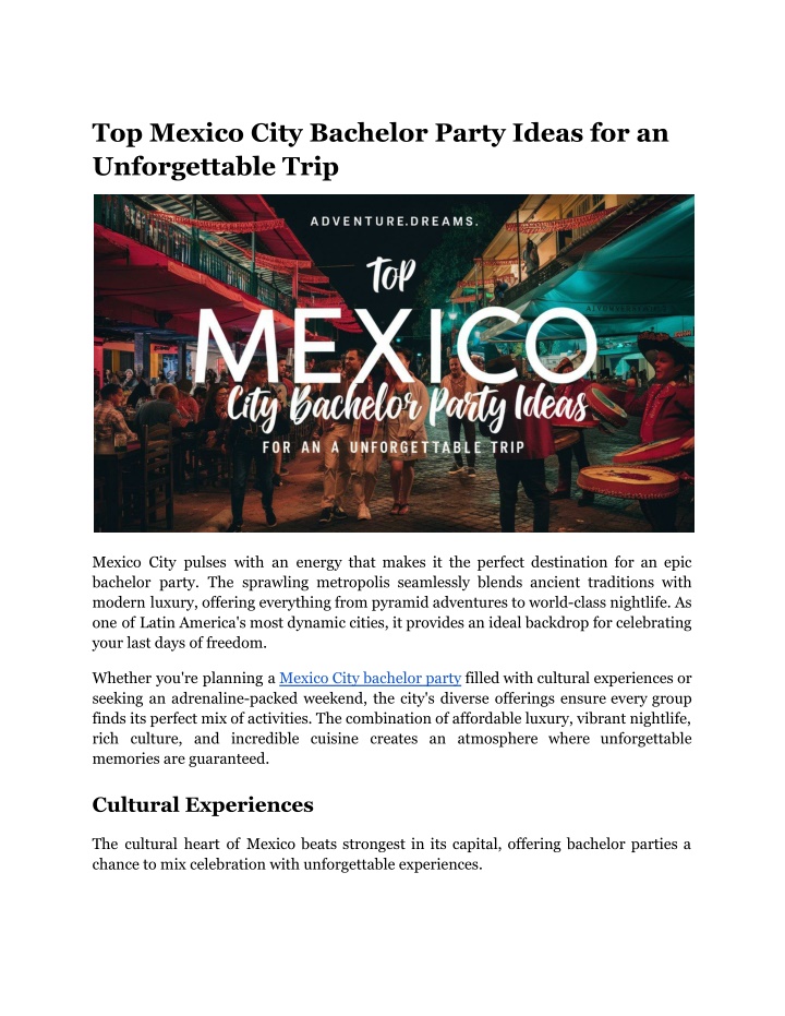 top mexico city bachelor party ideas