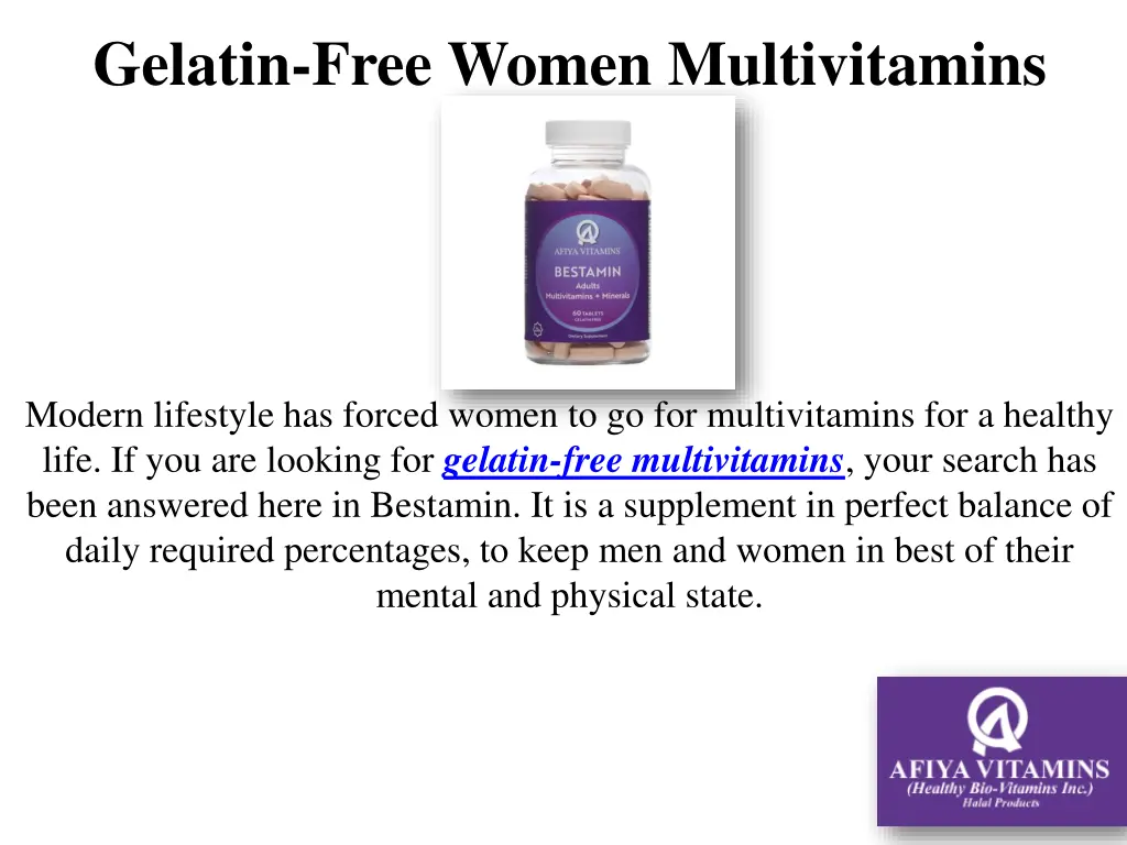 gelatin free women multivitamins