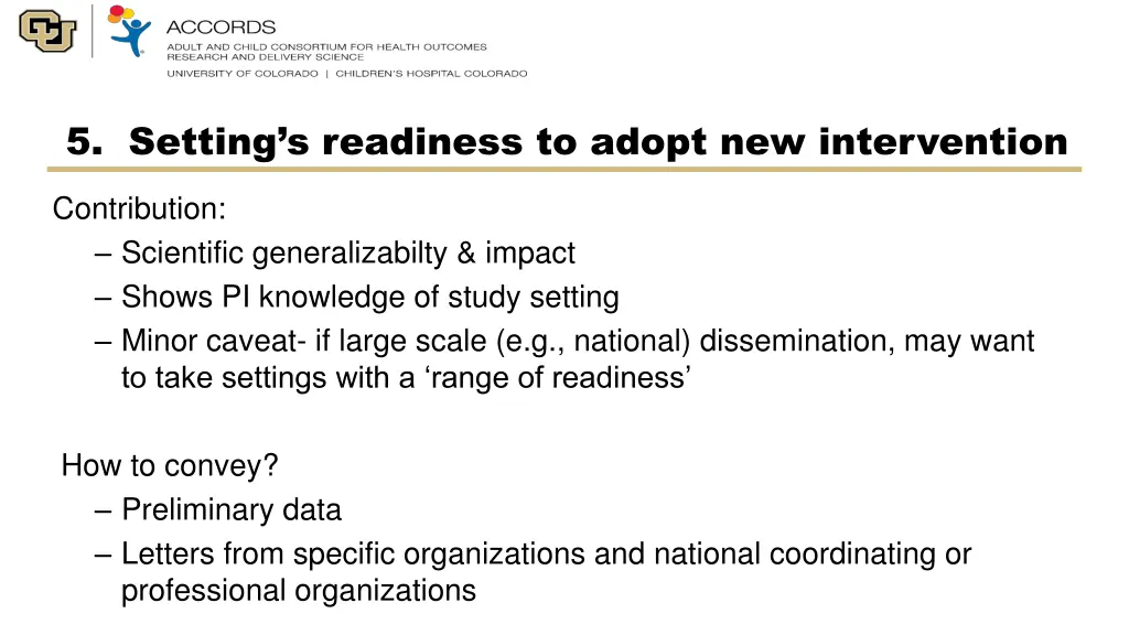 5 setting s readiness to adopt new intervention